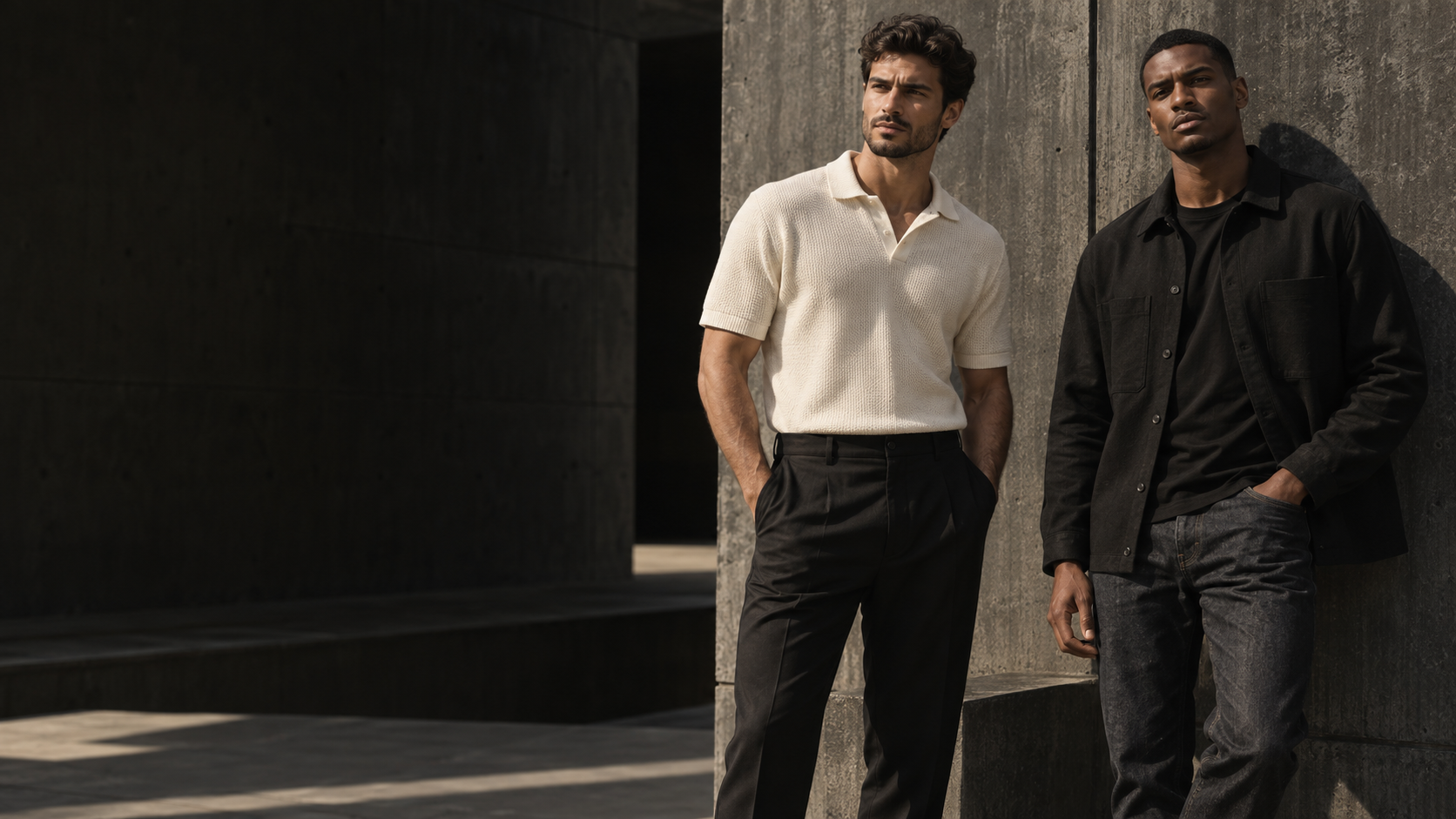 Campanha ilustrativa de moda masculina com peças casuais